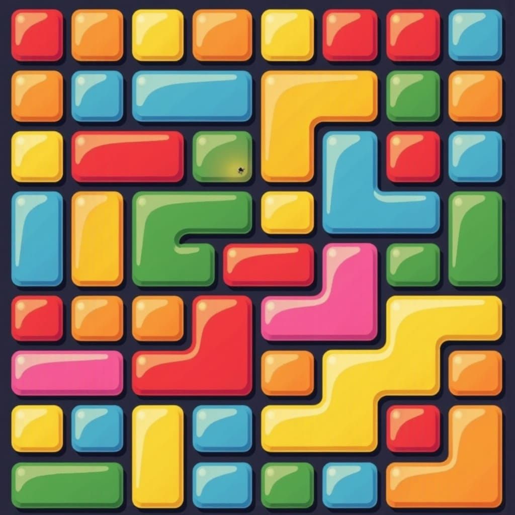 Colorful Tetris Game in Retro Pixel Art Style