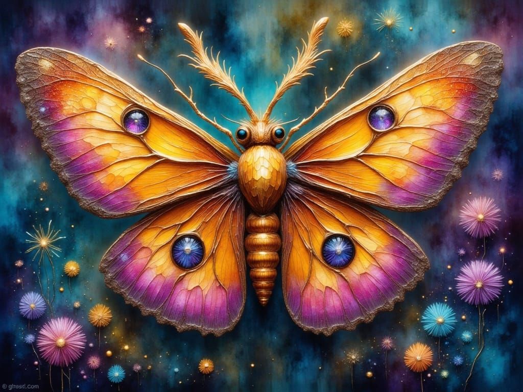 Mythical Moth with Elaborate Wings as Macrophotography