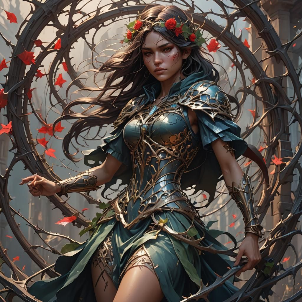 Person Bound by Thorns: Hyperdetailed Art