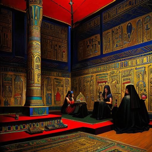 Detailed Surreal Egyptian Artifacts in Vivid Colors