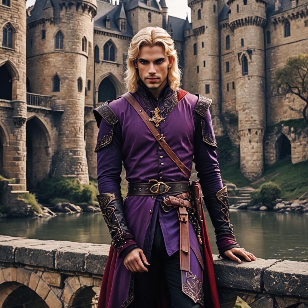 Medieval Prince with Harp in Fantasy Setting