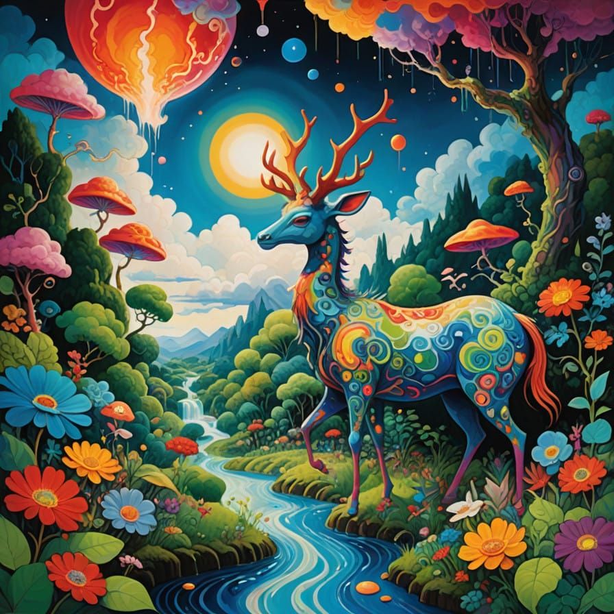 Vibrant Dreamworld Creatures in Radiant Light