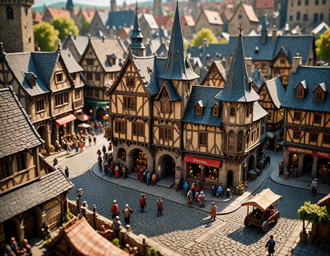 Medieval Miniature Cityscape in Tilt-Shift Technique