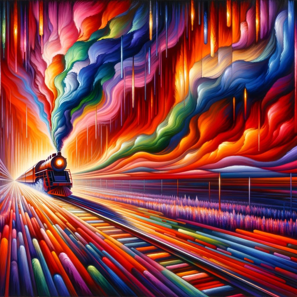 Abstract Runaway Train in Orphism Style