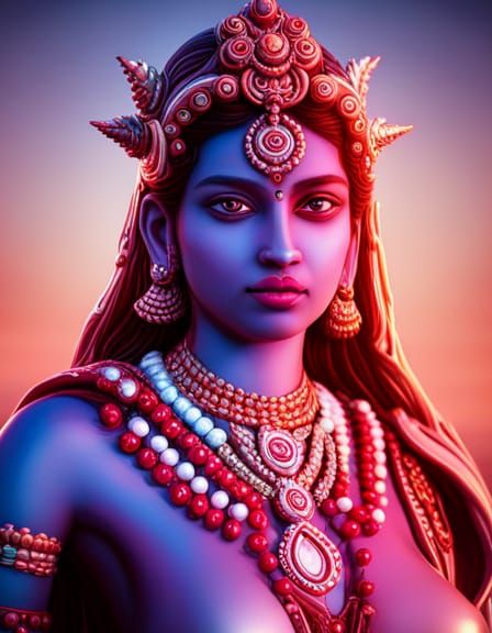 Radiant Dakshina Kali in Hindu-Futuristic Style