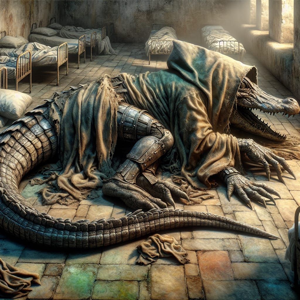 Alligator Monk in a Monastery Barrack