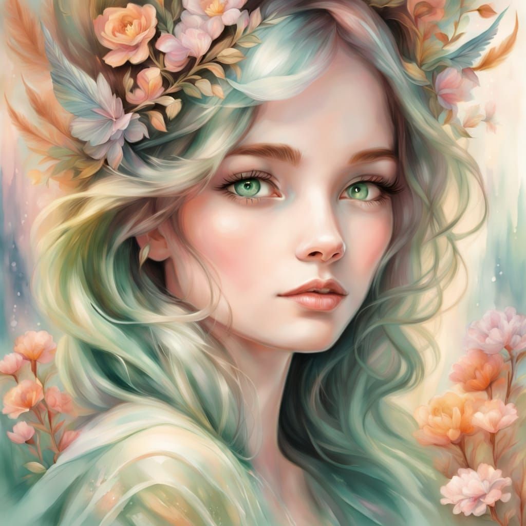 Enchanting Watercolor Portrait of a Mysterious Woman