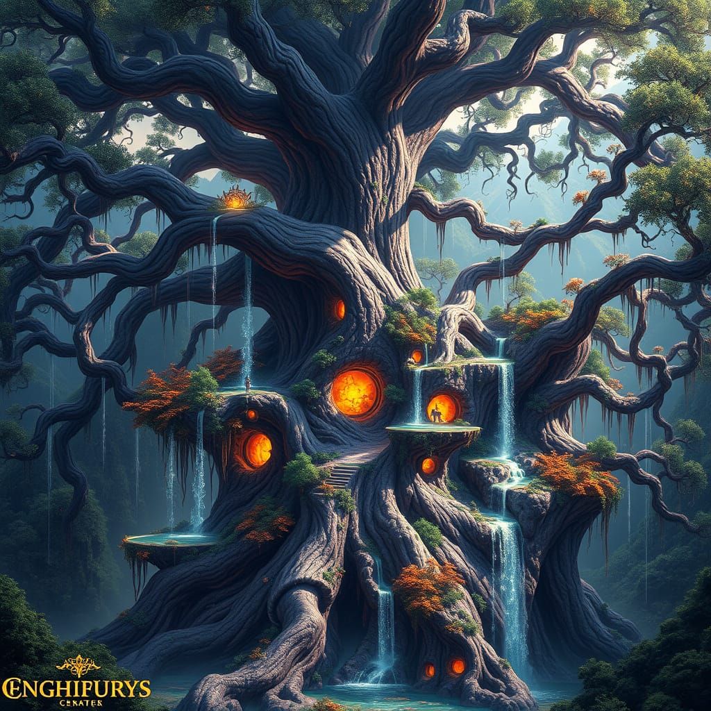 Colossal Ancient Tree with Miniature Forests