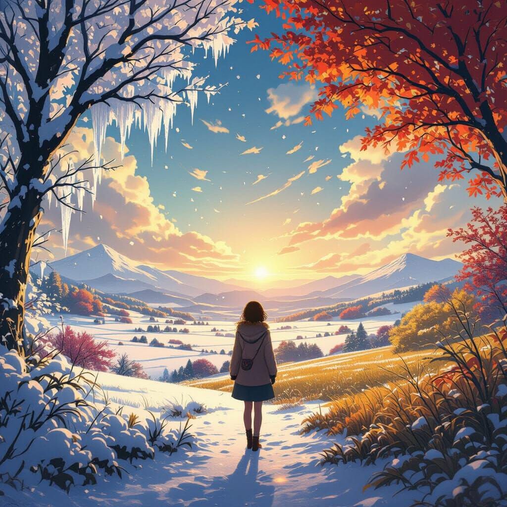 Four Seasons Panoramic Landscape in Cinematic Style