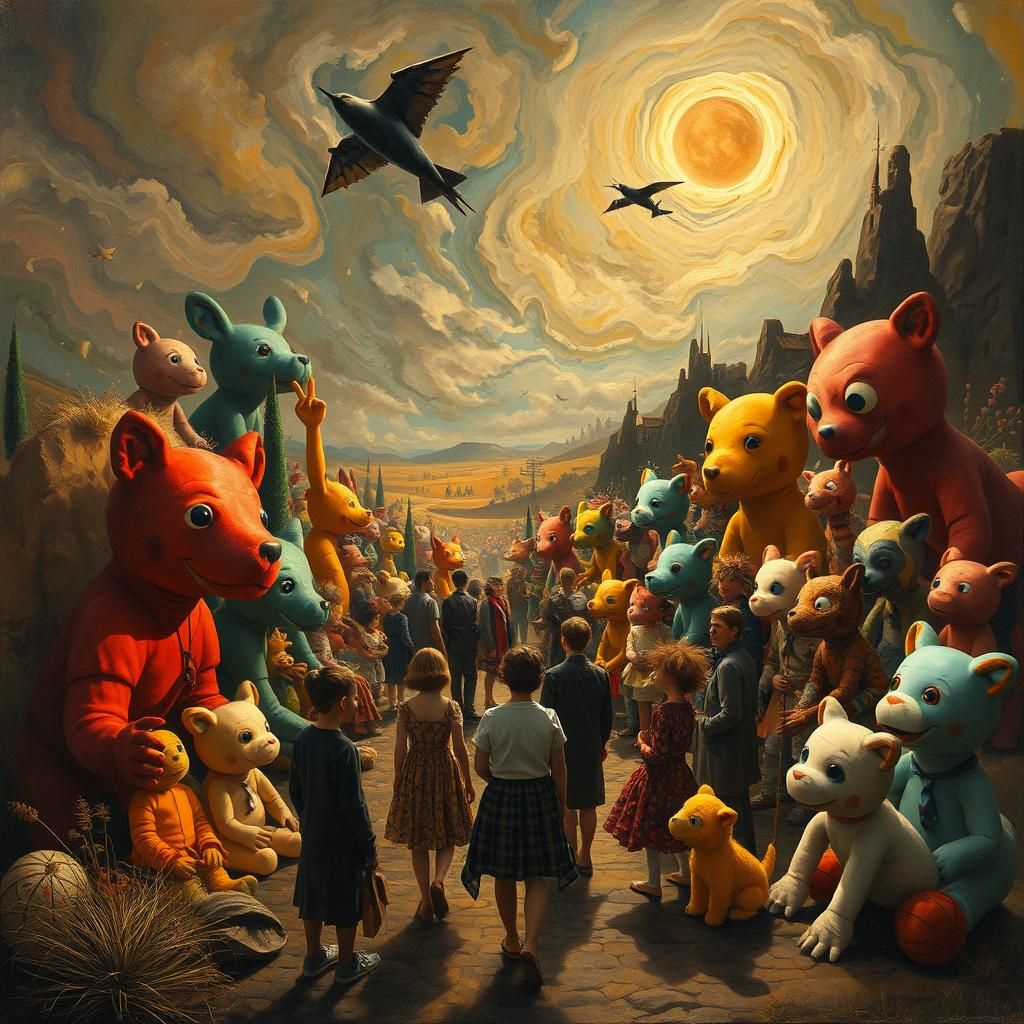 Dreamlike Toy World in Expressionist Style