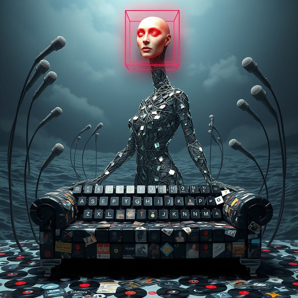 Surreal Digital Goddess in Cyberpunk Dreamscape