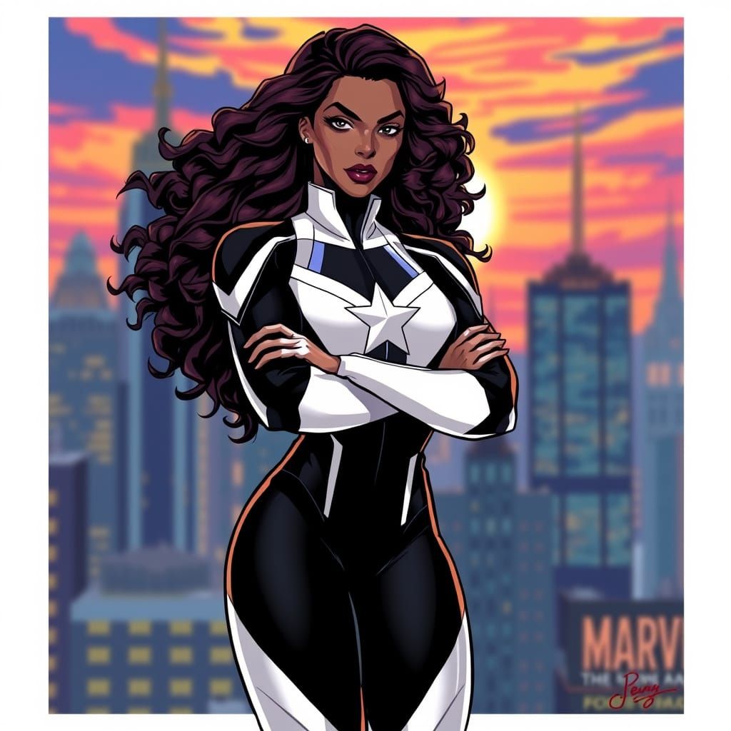 Ms. Marvel in Heroic Comic Book Style