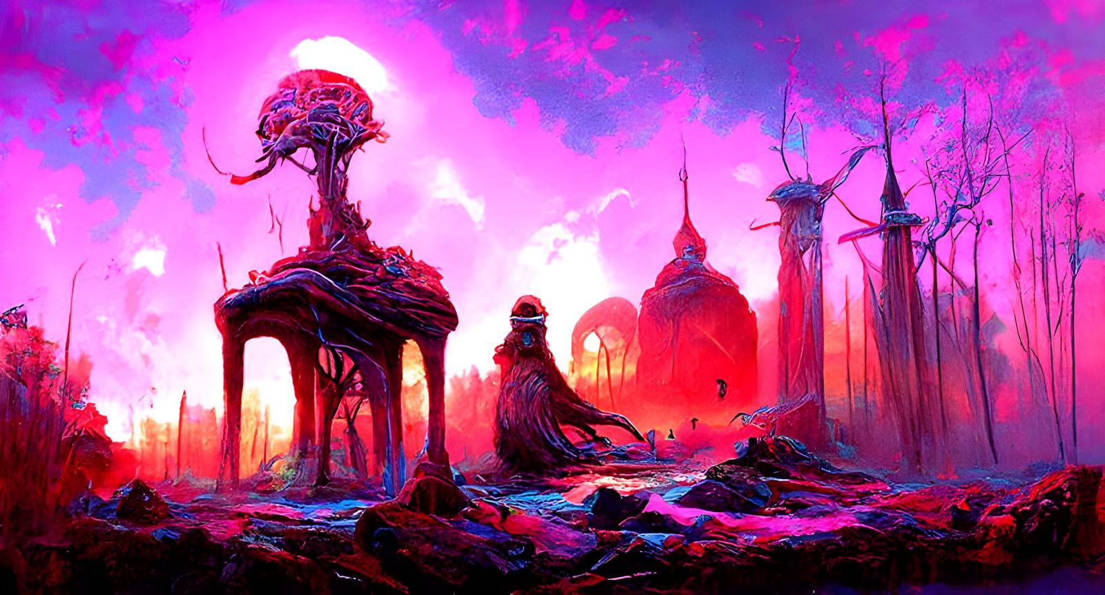 Sinister Fantasy Castle Inspired by Doré and Beksiński