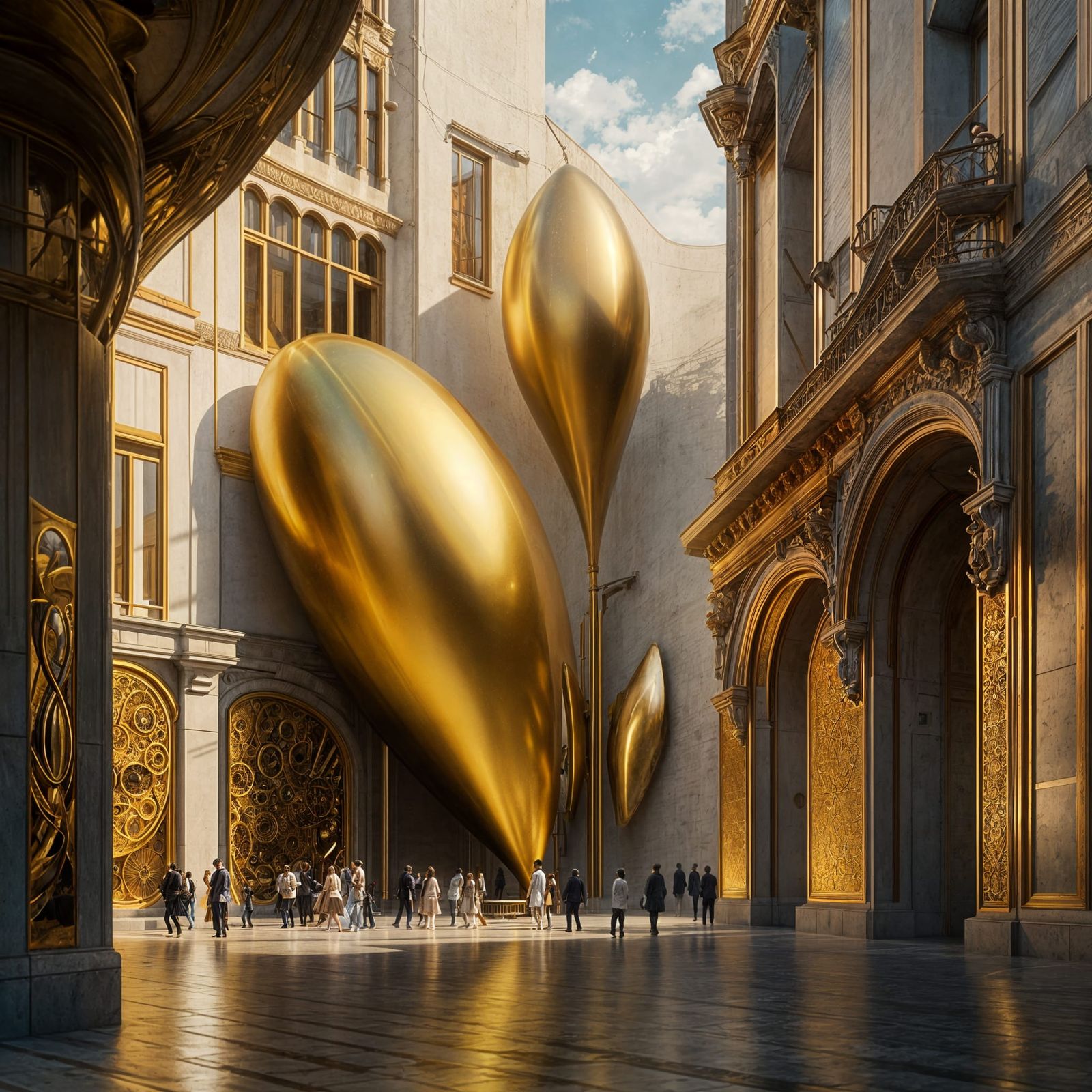 Golden Abstract Cycles: Detailed Matte Painting