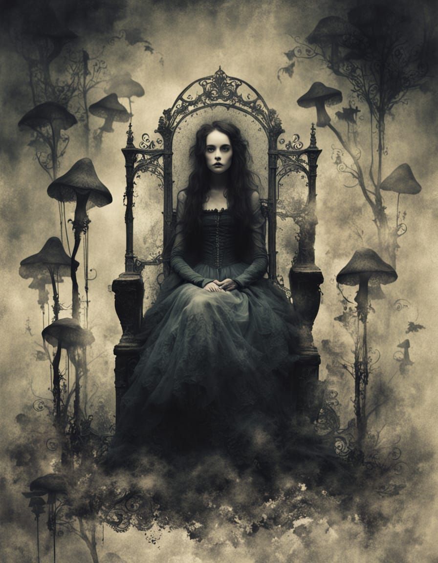 Whimsical Gothic Princess in Pastel Watercolor