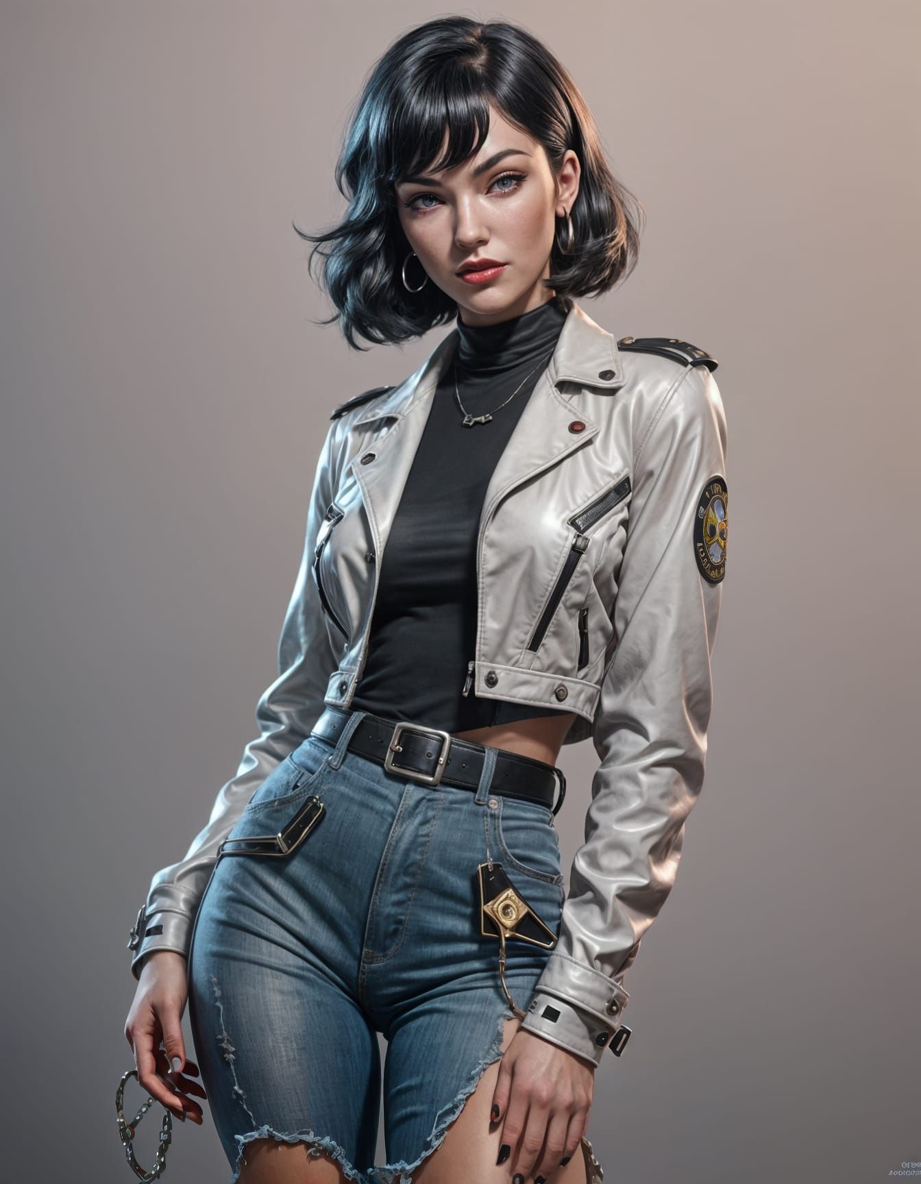 Bettie Page as Cyberpunk Daisy Dukes in 3D Anime Art