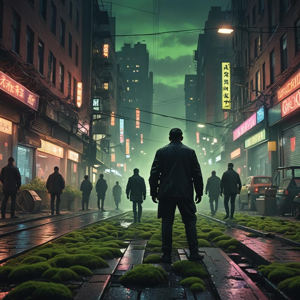 Men in Black Watching a Hidden Creature