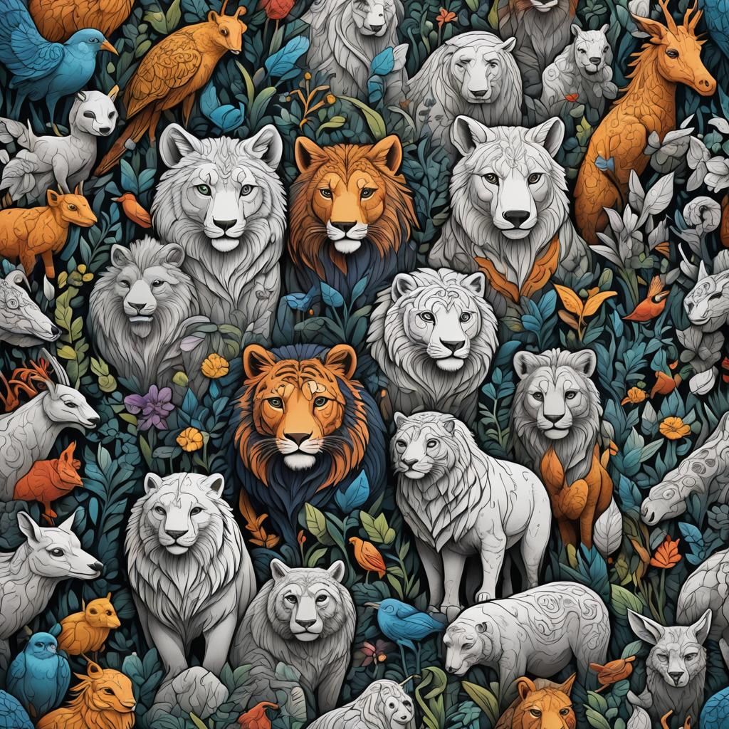 Detailed Animal Coloring Book Pages