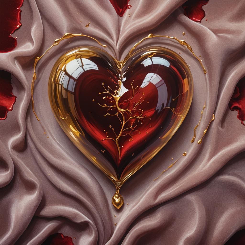 Glass Heart on Velvet: Oil Painting