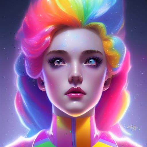 Rainbow Brite Goddess Portrait in 1990s Style