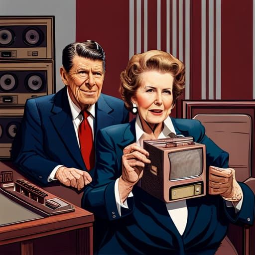 Reagan and Thatcher cartoon