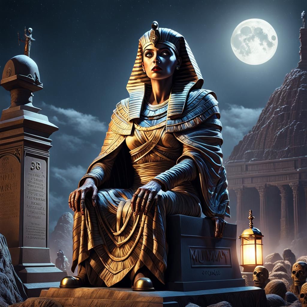 The Mummy in a 1940s Horror Scene