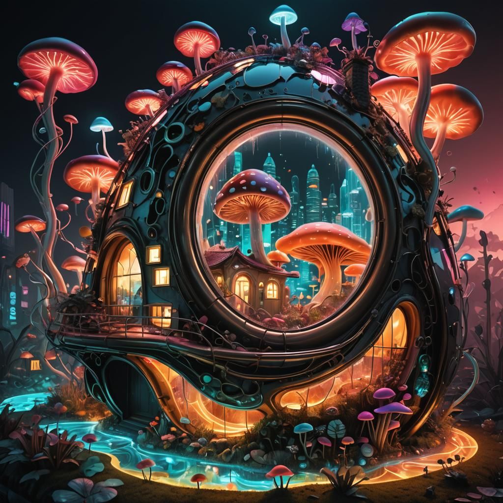 Psychedelic Mushroom House in Cyber City