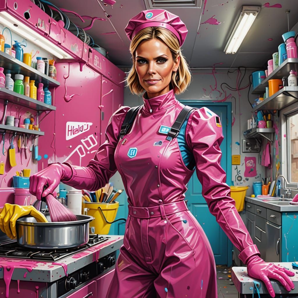 Heidi Klum as Cheerful Android in Graffiti Art Style