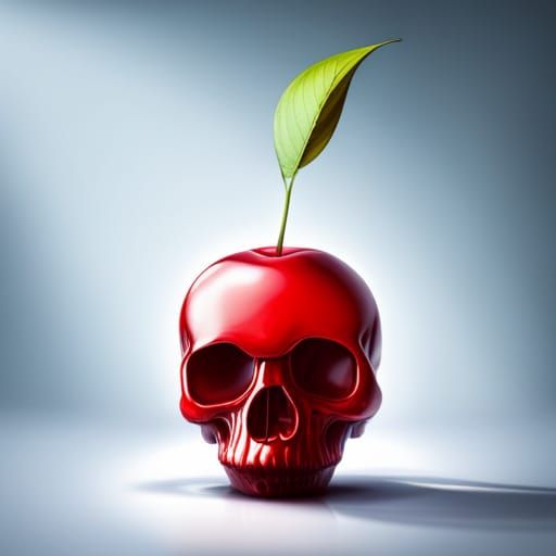Adorable Cherry Skull Illustration with Dynamic Lighting
