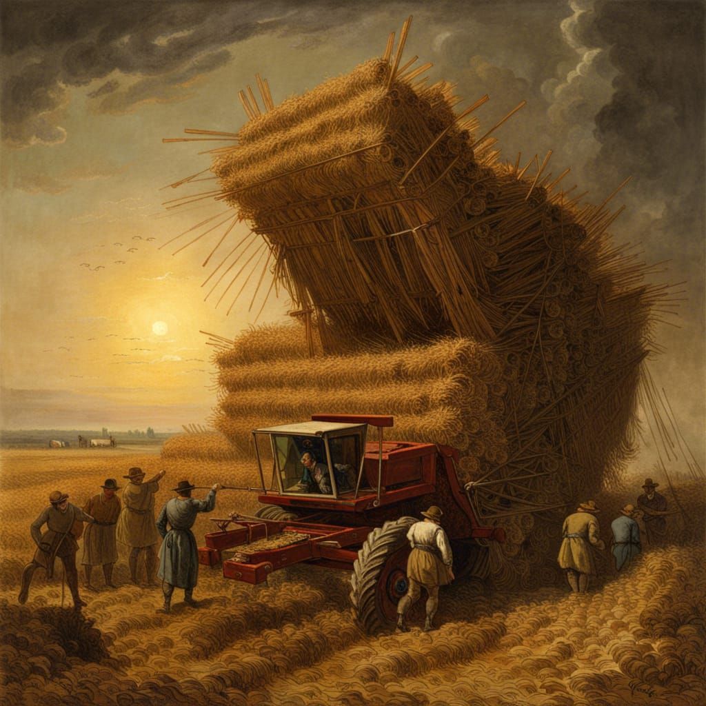 Combine Harvester in Gustave Doré Style