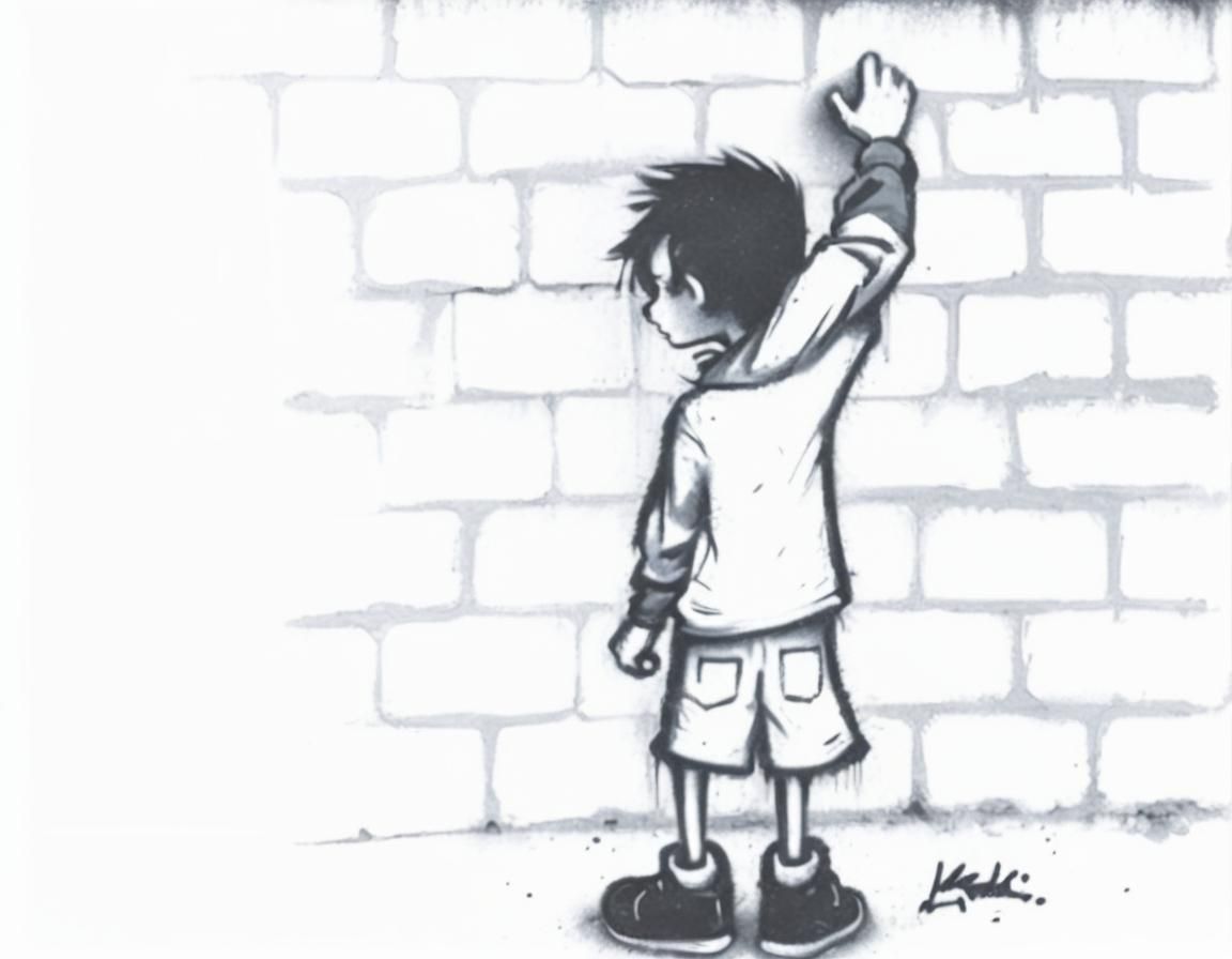 Gritty Urban Street Art Portrait in Monochrome