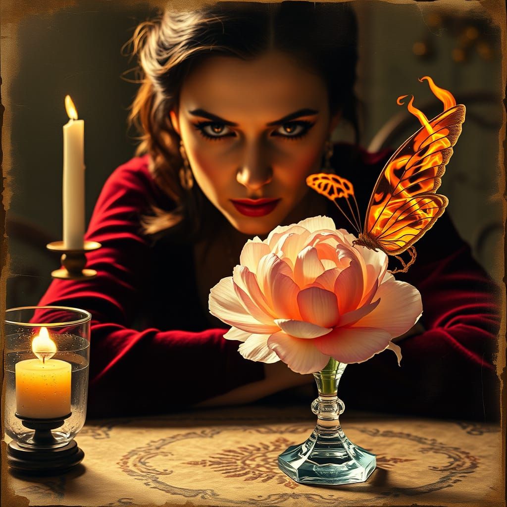 Enigmatic Velvet Goddess in a Dreamlike, Surrealist World