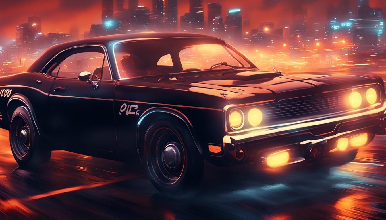 Noir Car Chase in a Neon Cityscape