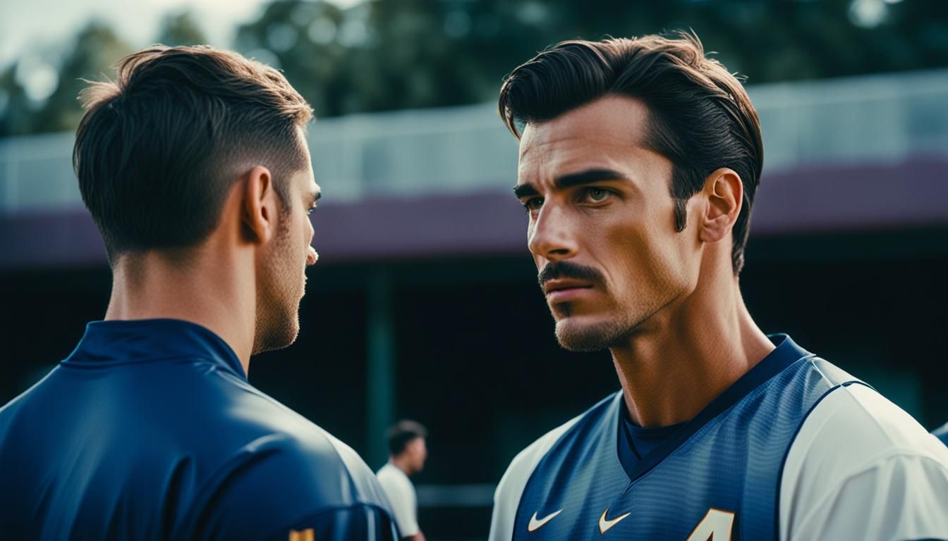 Handsome Spanish Man Playing Sports: Cinematic Film Still