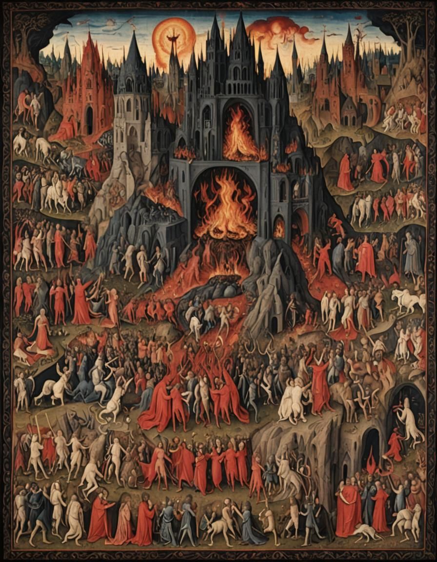 Medieval Tapestry Depicting Hell as Renaissance Art