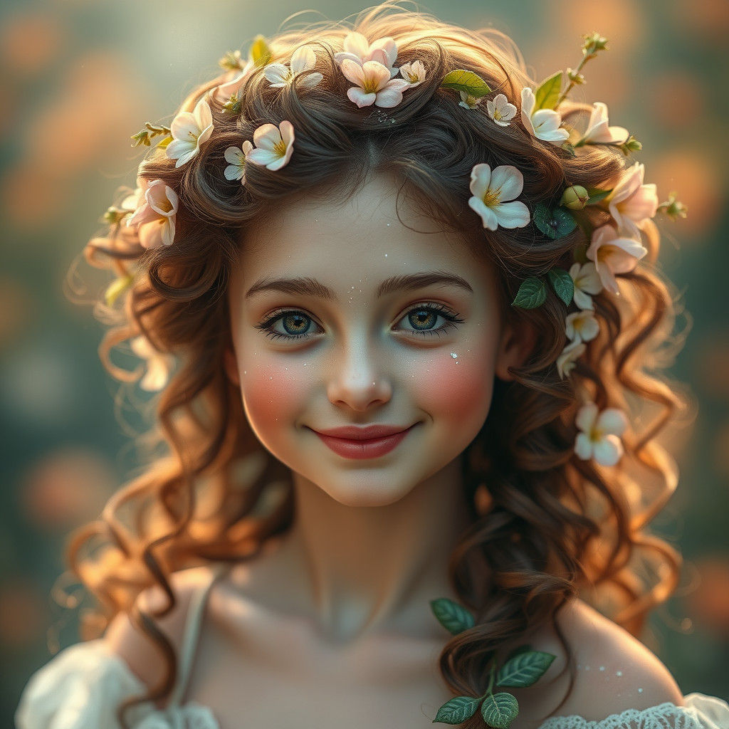 Ethereal Flower Girl with Blossoms in Hair