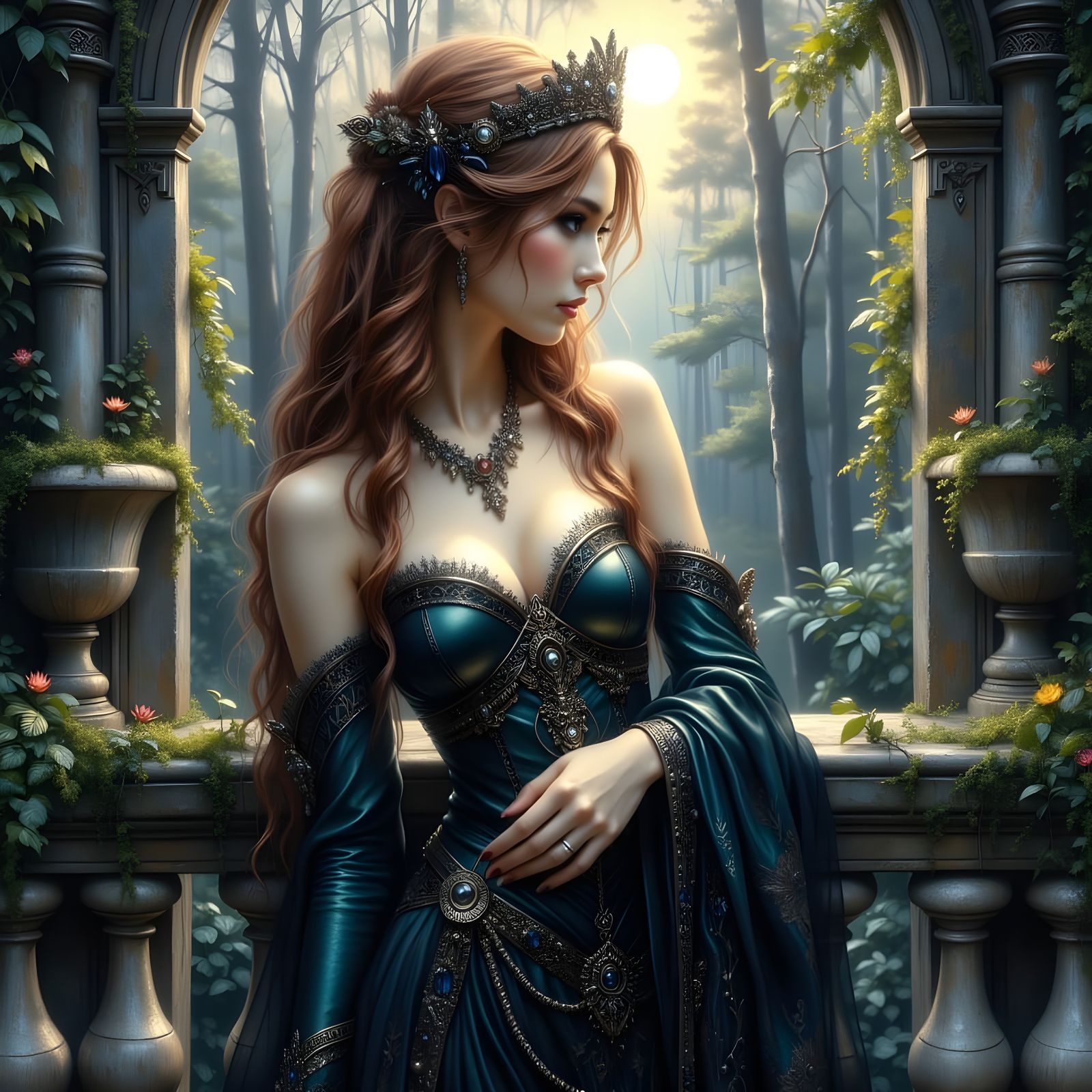 Norse Goddess Portrait in Romantic Goth Style