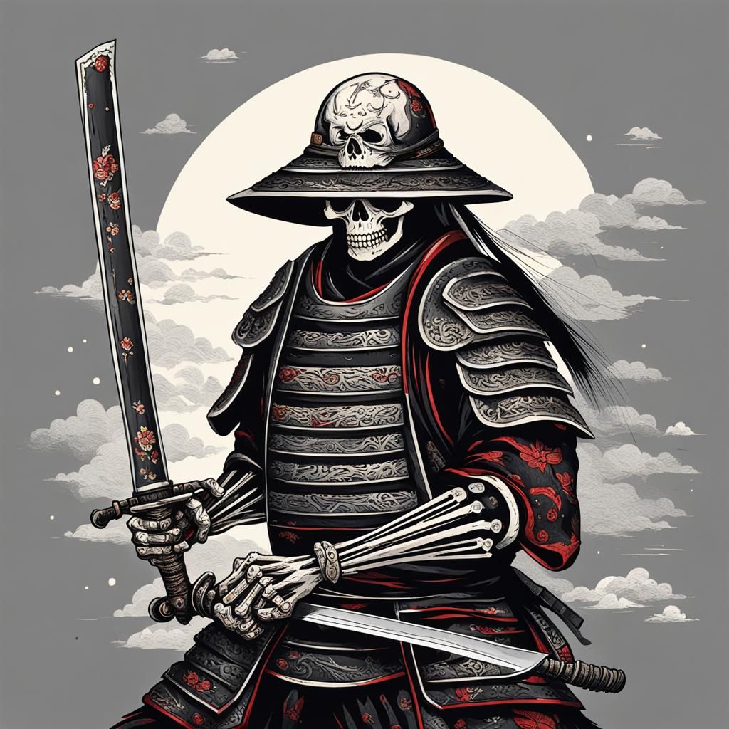 Skeleton Samurai with Sword