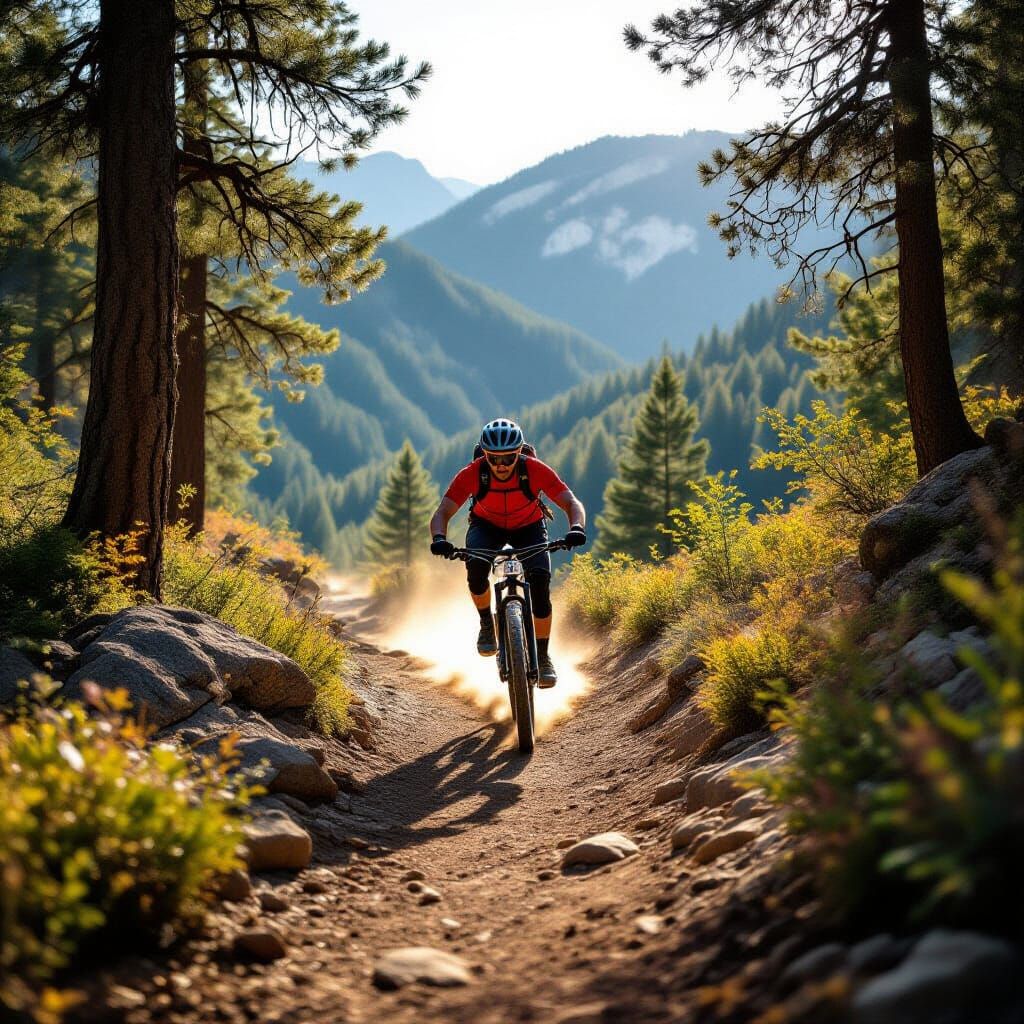 Downhill Biker in Freefall: Cinematic Adrenaline