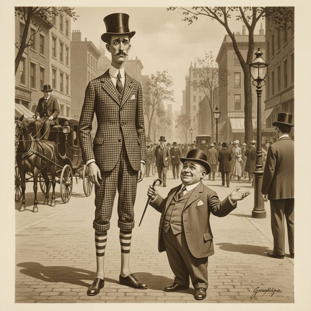 Mutt and Jeff Characters in Classic Cartoon Style