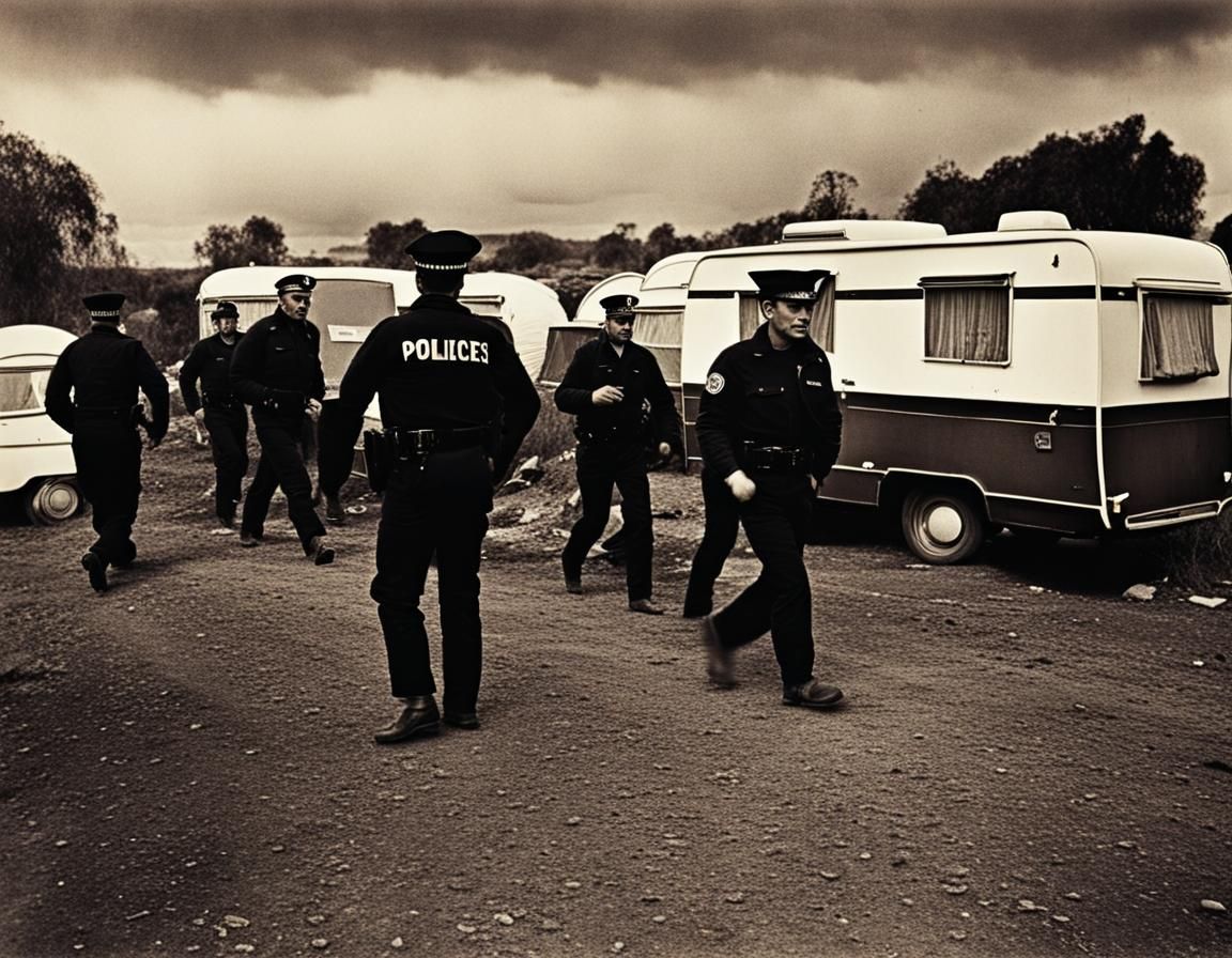 Police Raid on Roma Caravan Site as Lith Print
