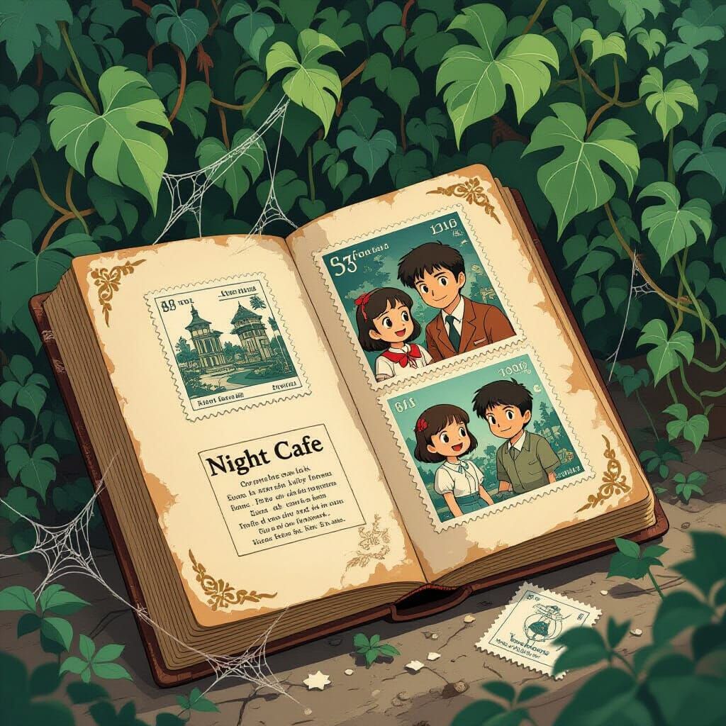 Anime Family in Eerie Vintage Setting