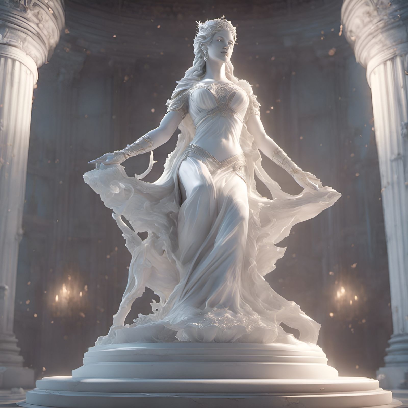 Goddess of Beauty Statue in White Marble