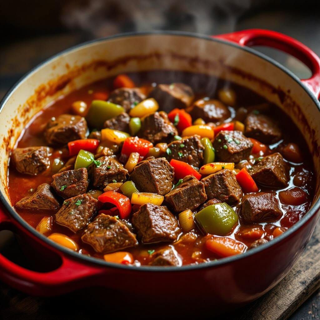 Hearty Hungarian Goulash in Le Creuset Pot