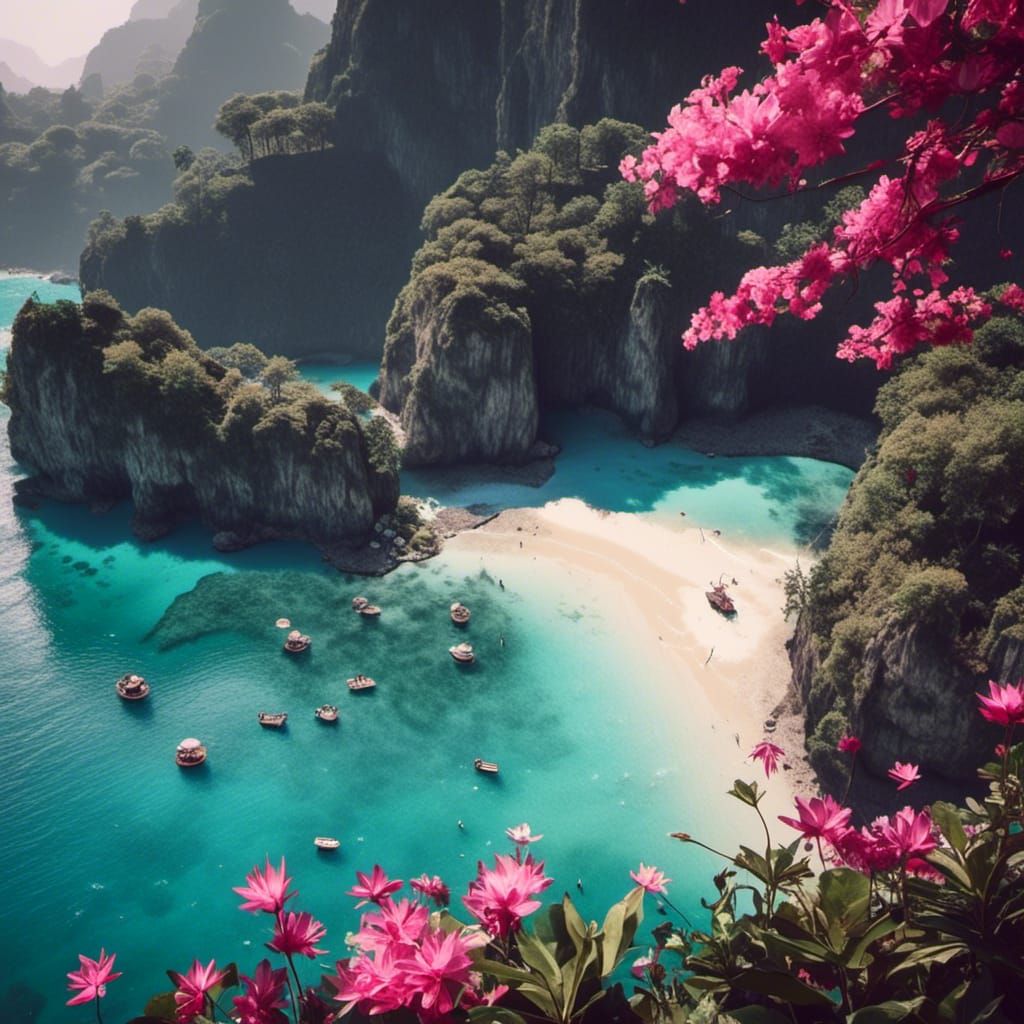 Epic Paradise Cove with Magical Flowers