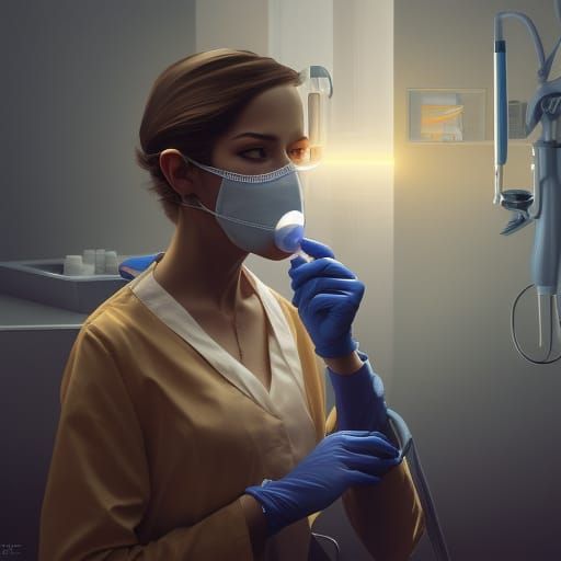 Dentist with Mask in Hyperdetailed Lighting