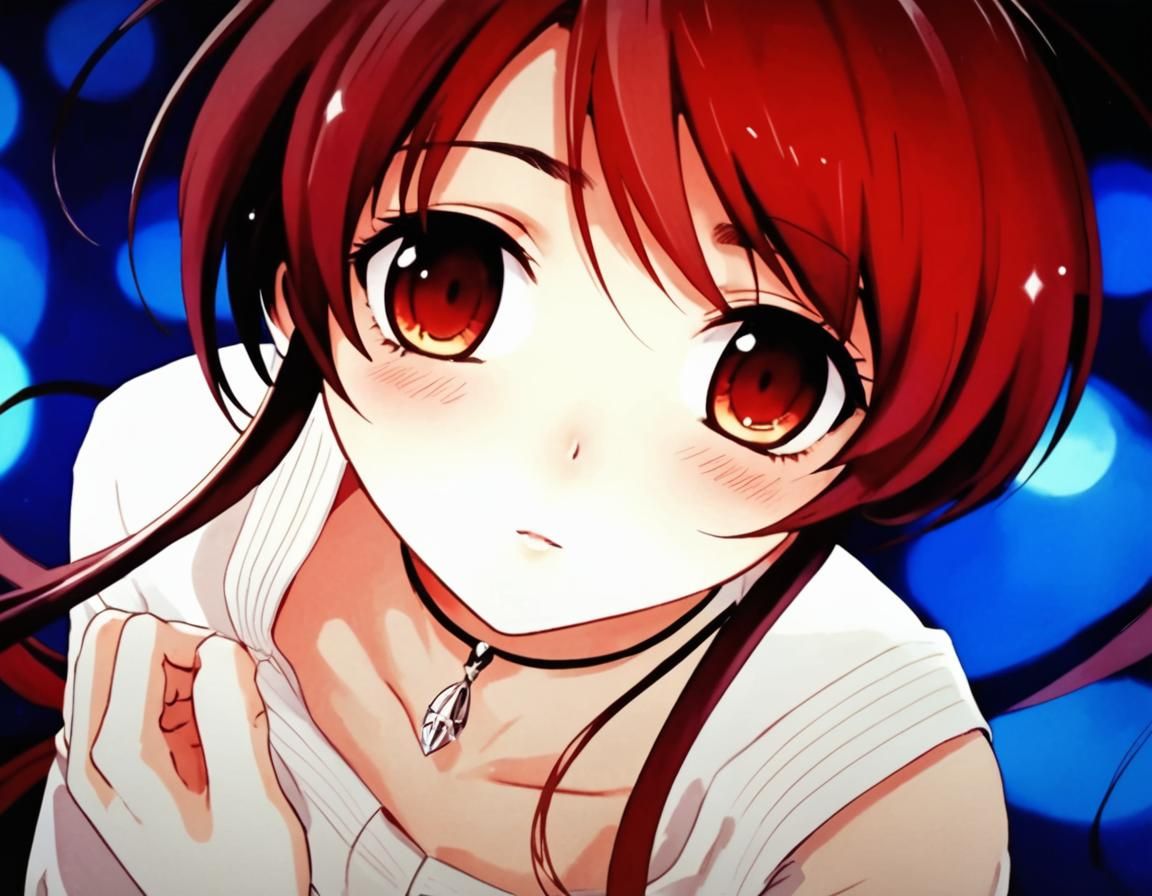 Ethereal Anime Girl in Corporate Church Setting