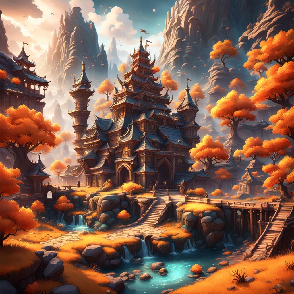 Fantastical Temple Concept Art in Deep Color