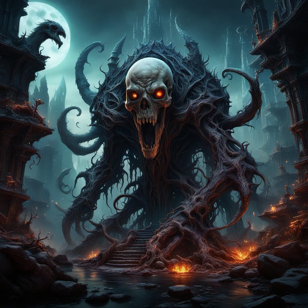 Detailed Necromorph Matte Painting in Unreal Engine