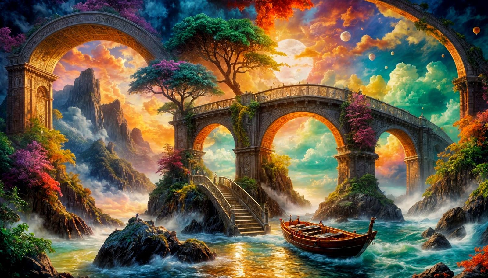 Whimsical Moonlit Bridge of Dreams